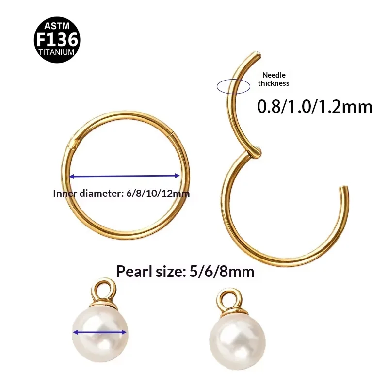 ASTM F136 Titanium Pearl Piercing Earring For Ear Piercing - Image 2