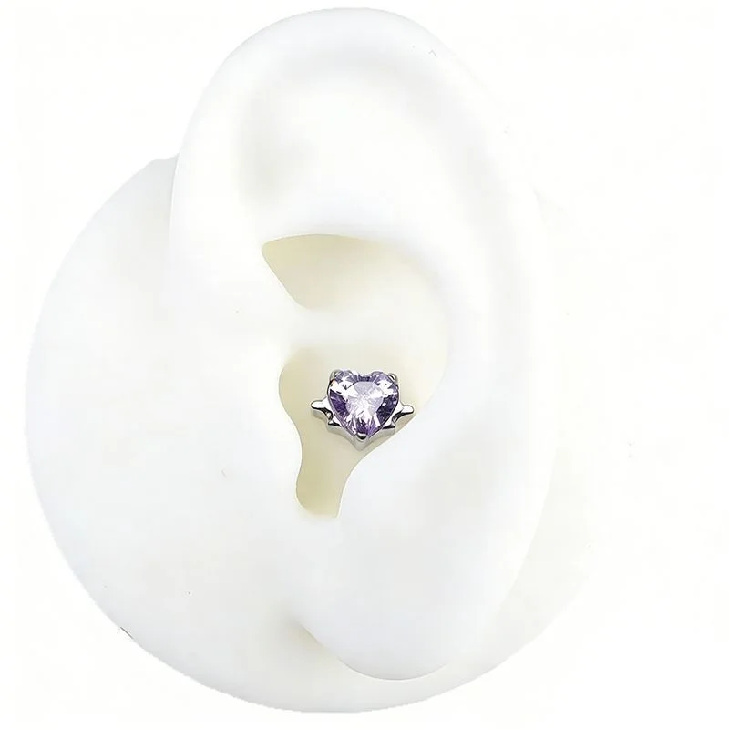 ASTM F136 Titanium CZ Heart Piercing Jewelry - Image 2