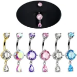 316L Surgical Steel CZ Belly Button Ring For Navel Piercing