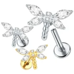 ASTM F136 Titanium CZ Marquise Labret Stud For Lip Or Cartilage Piercing