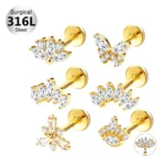 316L Surgical Steel CZ Piercing Earring For Ear Piercing