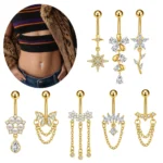 316L Surgical Steel CZ Belly Button Ring For Navel Piercing