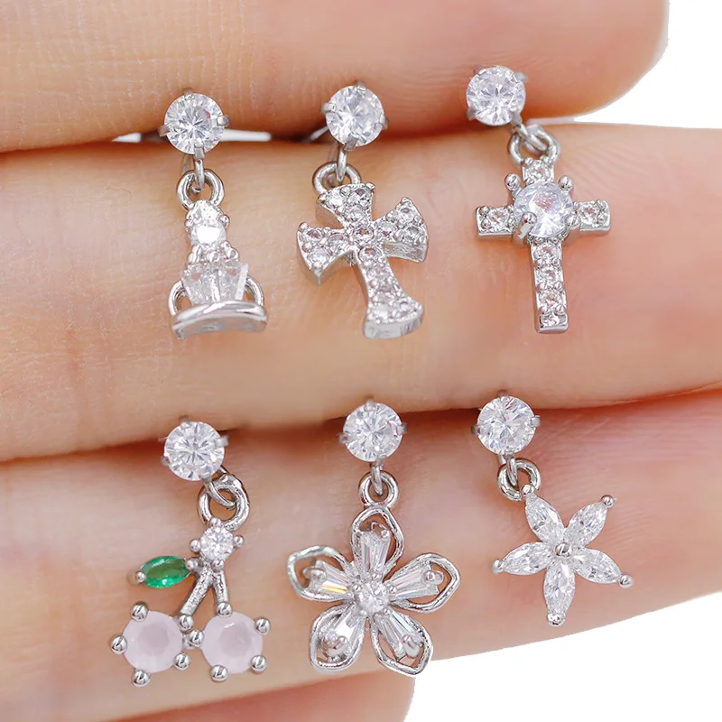 316L Surgical Steel CZ Threadless Labret Stud For Lip, Cartilage Or Tragus Piercing - Image 2