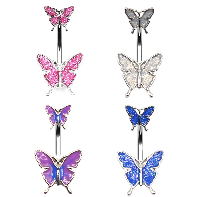 316L Surgical Steel Crystal Belly Button Ring For Navel Piercing - Image 2