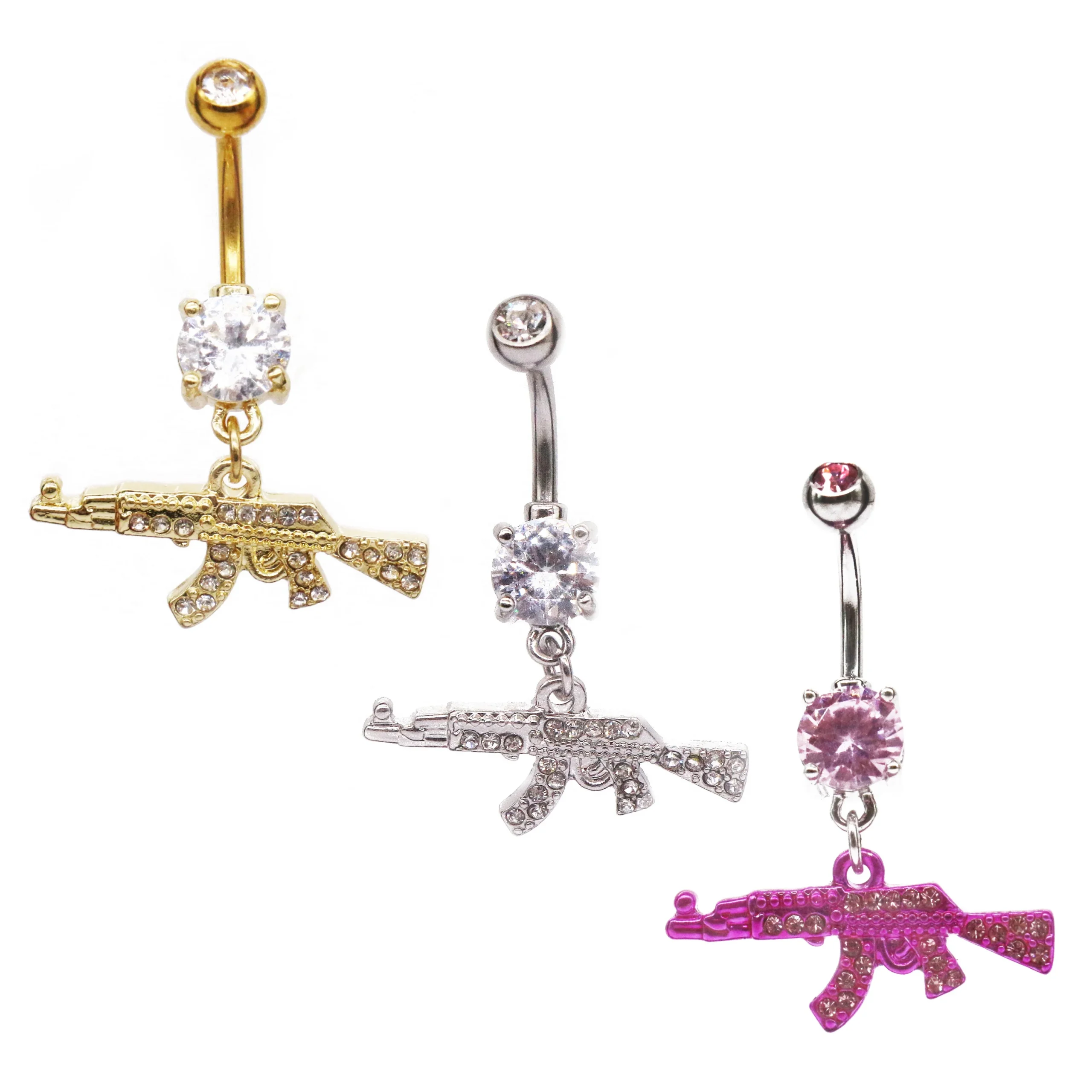 316L Surgical Steel Crystal Belly Button Ring For Navel Piercing