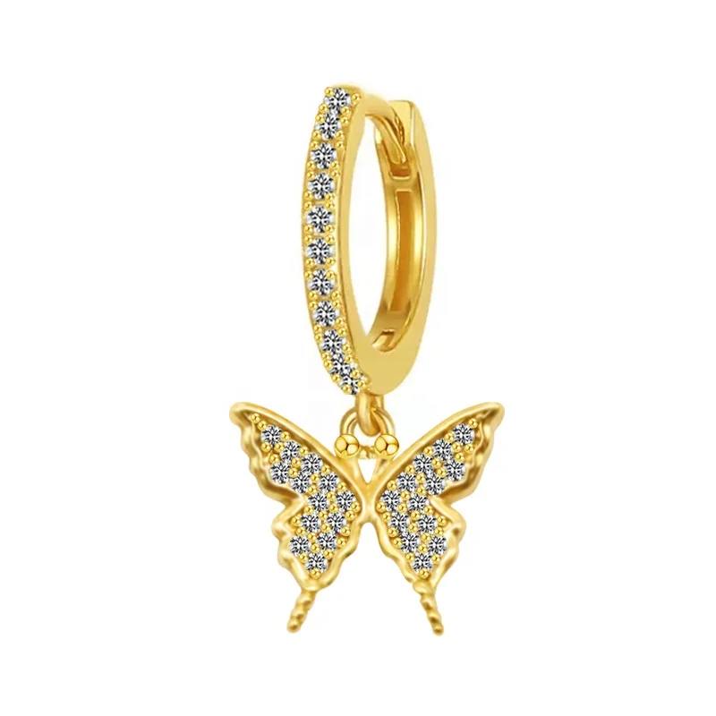 316L Surgical Steel CZ Butterfly Piercing Earring For Ear Piercing - Image 2