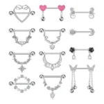 316L Surgical Steel CZ Heart Nipple Ring For Nipple Piercing