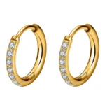 18K Solid Gold CZ Piercing Earring For Ear Piercing