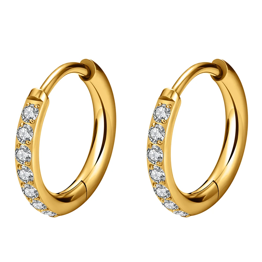 18K Solid Gold CZ Piercing Earring For Ear Piercing