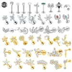 ASTM F136 Titanium Labret Stud For Lip Or Cartilage Piercing