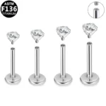 ASTM F136 Titanium Internally Threaded Labret Stud For Lip, Cartilage Or Tragus Piercing