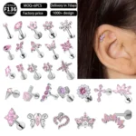 ASTM F136 Titanium CZ Flower Labret Stud For Lip Or Cartilage Piercing