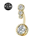 ASTM F136 Titanium CZ Belly Button Ring For Navel Piercing