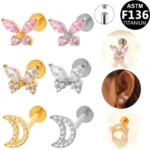 ASTM F136 Titanium Cartilage Stud For Cartilage Or Helix Piercing