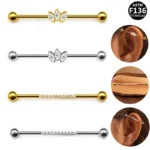ASTM F136 Titanium Industrial Barbell For Industrial Piercing