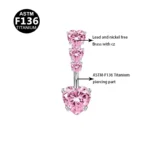ASTM F136 Titanium CZ Belly Button Ring For Navel Piercing