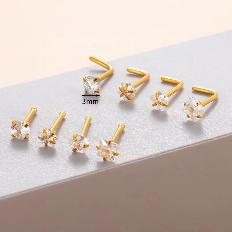 316L Surgical Steel CZ Heart Nose Stud For Nose Piercing - Image 2