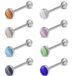 316L Surgical Steel Opal Tongue Ring For Tongue Piercing