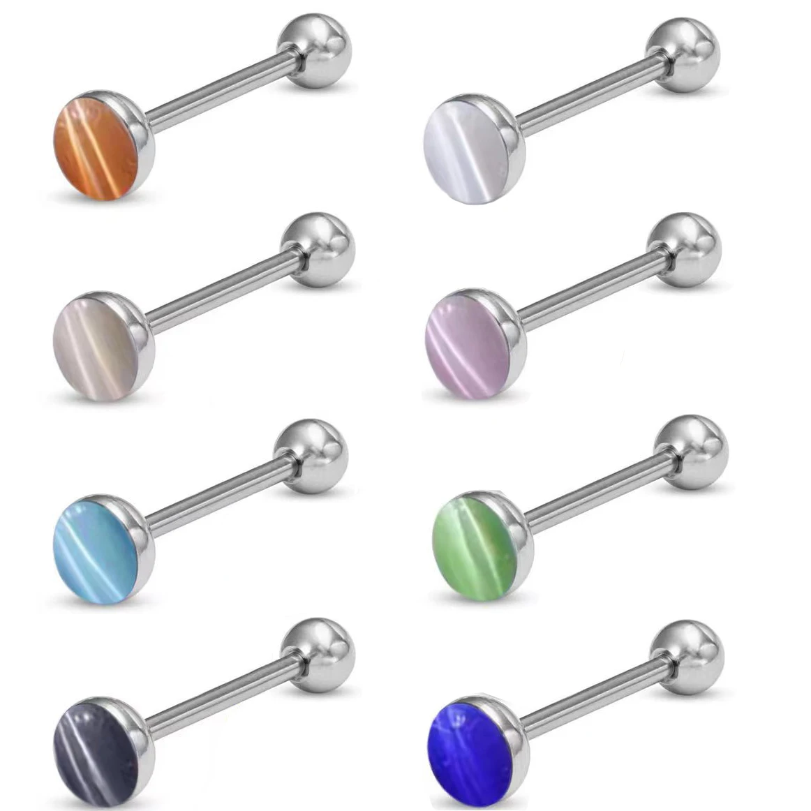 316L Surgical Steel Opal Tongue Ring For Tongue Piercing