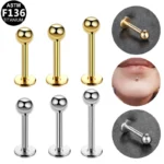 ASTM F136 Titanium 16G Externally Threaded Labret Stud For Lip Or Cartilage Piercing
