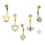 925 Silver Heart Belly Button Ring For Navel Piercing
