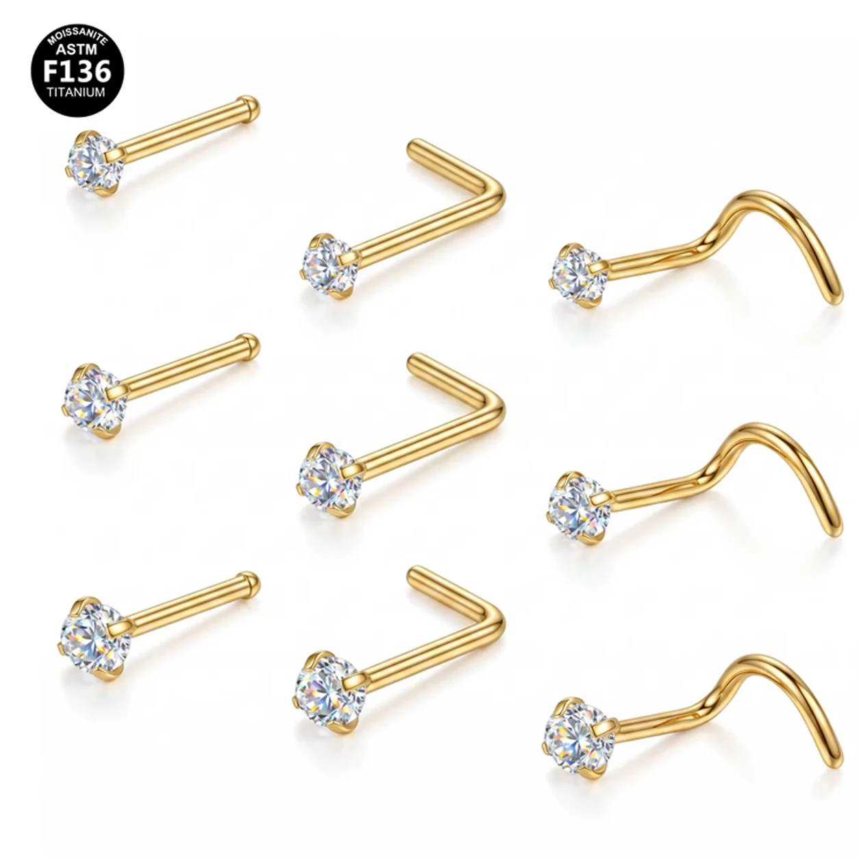 ASTM F136 Titanium 20G Nose Stud For Nose Piercing
