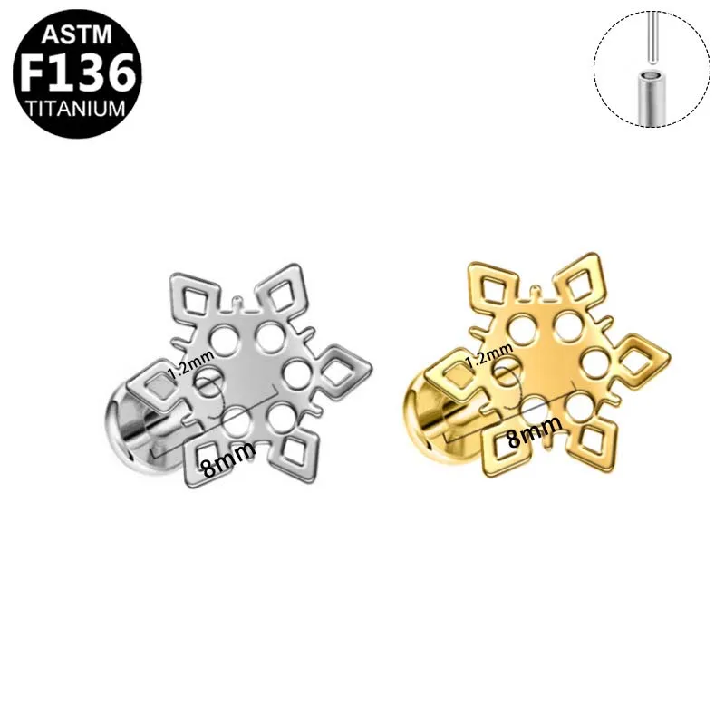 ASTM F136 Titanium Flower Threadless Labret Stud For Lip, Cartilage Or Tragus Piercing - Image 2