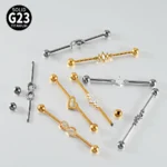 ASTM F136 Titanium 14G Industrial Barbell For Industrial Piercing