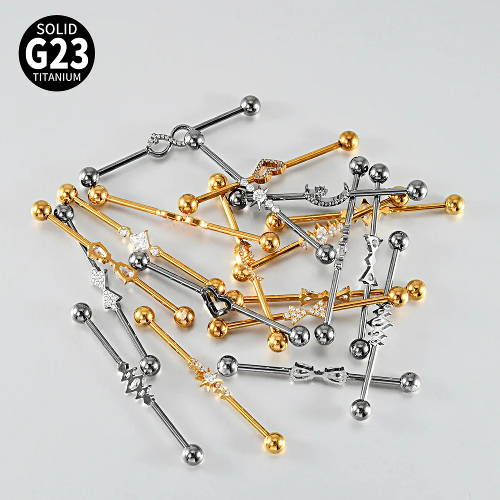 ASTM F136 Titanium 14G Industrial Barbell For Industrial Piercing - Image 2