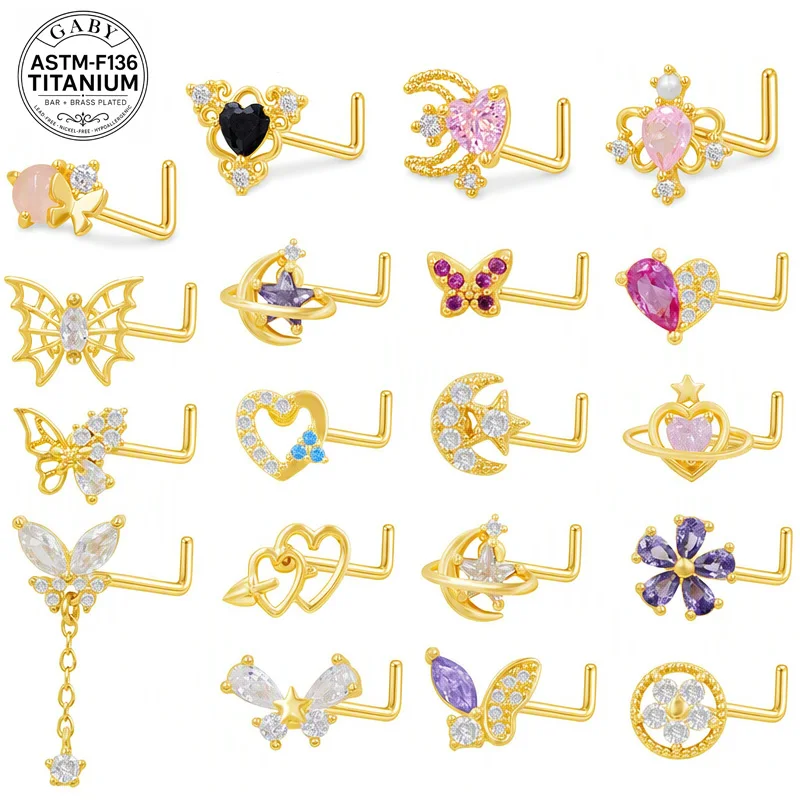 ASTM F136 Titanium CZ Heart Nose Ring For Nose Piercing