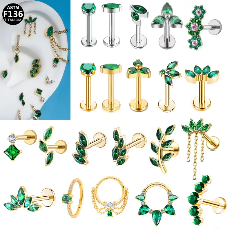 ASTM F136 Titanium Internally Threaded Labret Stud For Lip, Cartilage Or Tragus Piercing