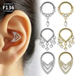 ASTM F136 Titanium CZ Nose Ring For Nose Piercing