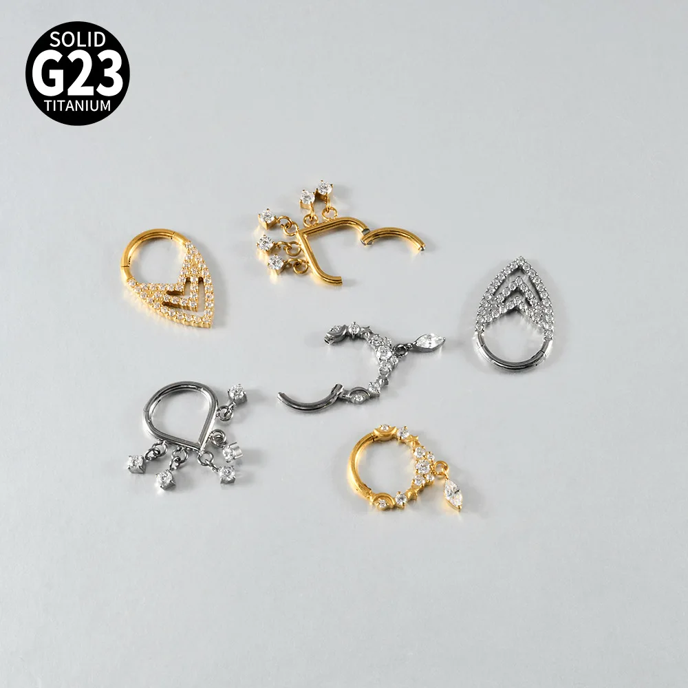 ASTM F136 Titanium CZ Nose Ring For Nose Piercing - Image 2