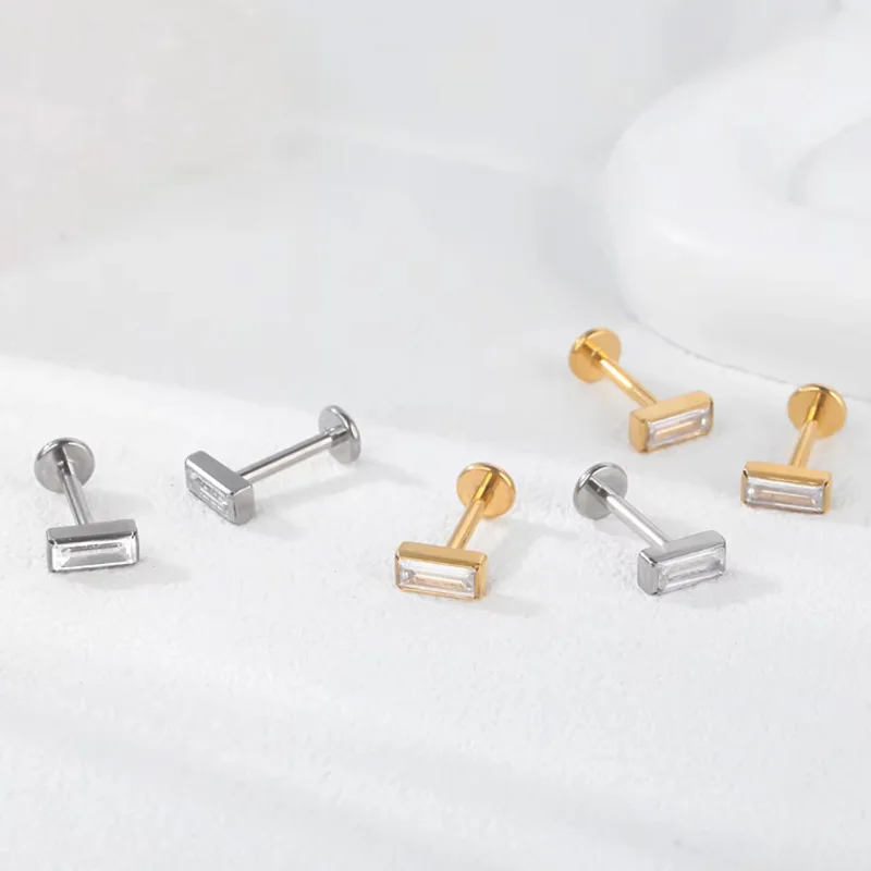 ASTM F136 Titanium Flat Back Stud For Cartilage, Helix Or Lip Piercing - Image 2
