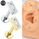 ASTM F136 Titanium Flat Back Stud For Cartilage, Helix Or Lip Piercing