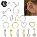 ASTM F136 Titanium 20G Belly Button Ring For Navel Piercing