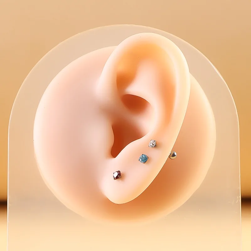 ASTM F136 Titanium CZ Piercing Earring For Ear Piercing - Image 2