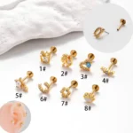 ASTM F136 Titanium Heart Threadless Labret Stud For Lip, Cartilage Or Tragus Piercing