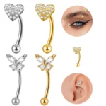 ASTM F136 Titanium CZ Eyebrow Ring For Eyebrow Piercing