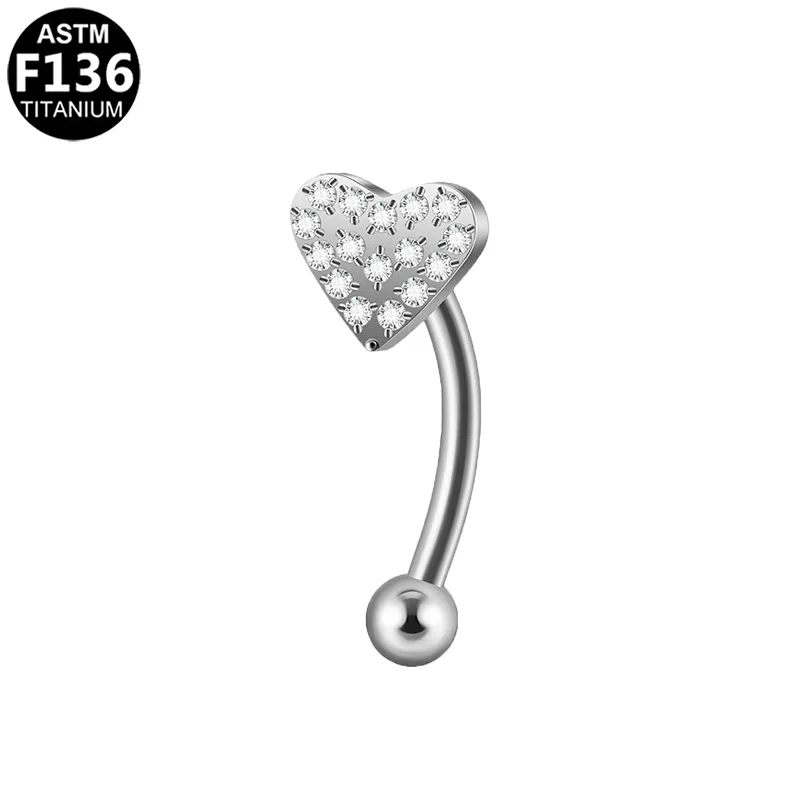ASTM F136 Titanium CZ Eyebrow Ring For Eyebrow Piercing - Image 2