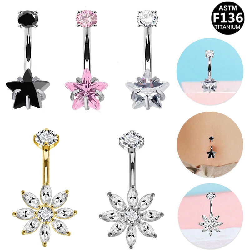 ASTM F136 Titanium 14G Opal Belly Button Ring For Navel Piercing