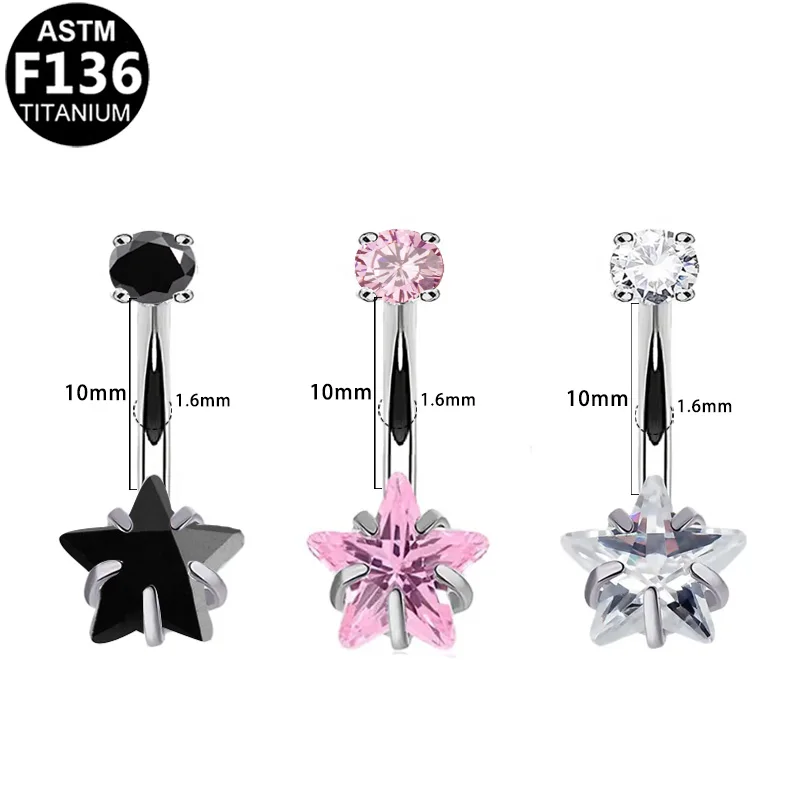 ASTM F136 Titanium 14G Opal Belly Button Ring For Navel Piercing - Image 2