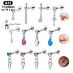 ASTM F136 Titanium 16G Opal CZ Cartilage Stud For Cartilage Or Helix Piercing
