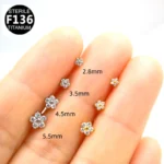 ASTM F136 Titanium CZ Flower Cartilage Stud For Cartilage Or Helix Piercing