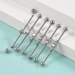 ASTM F136 Titanium 14G Crystal Industrial Barbell For Industrial Piercing