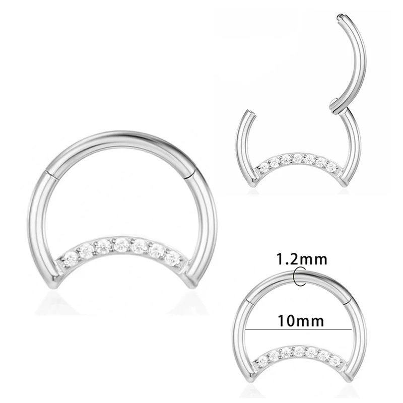 ASTM F136 Titanium CZ Moon Piercing Earring For Ear Piercing