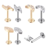 ASTM F136 Titanium Moon Internally Threaded Labret Stud For Lip, Cartilage Or Tragus Piercing