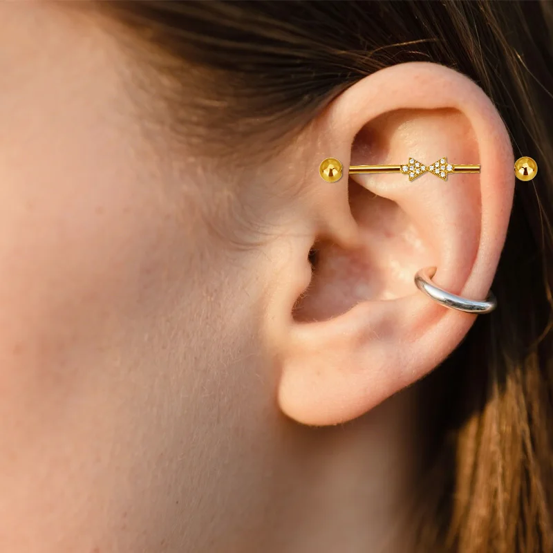 ASTM F136 Titanium Bow Industrial Barbell For Industrial Piercing - Image 2