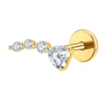 ASTM F136 Titanium CZ Flat Back Stud For Cartilage, Helix Or Lip Piercing