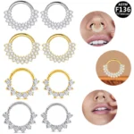 ASTM F136 Titanium CZ Segment Clicker Ring For Septum Or Nose Piercing